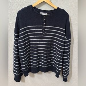 Marled Black Button-Up Sweater